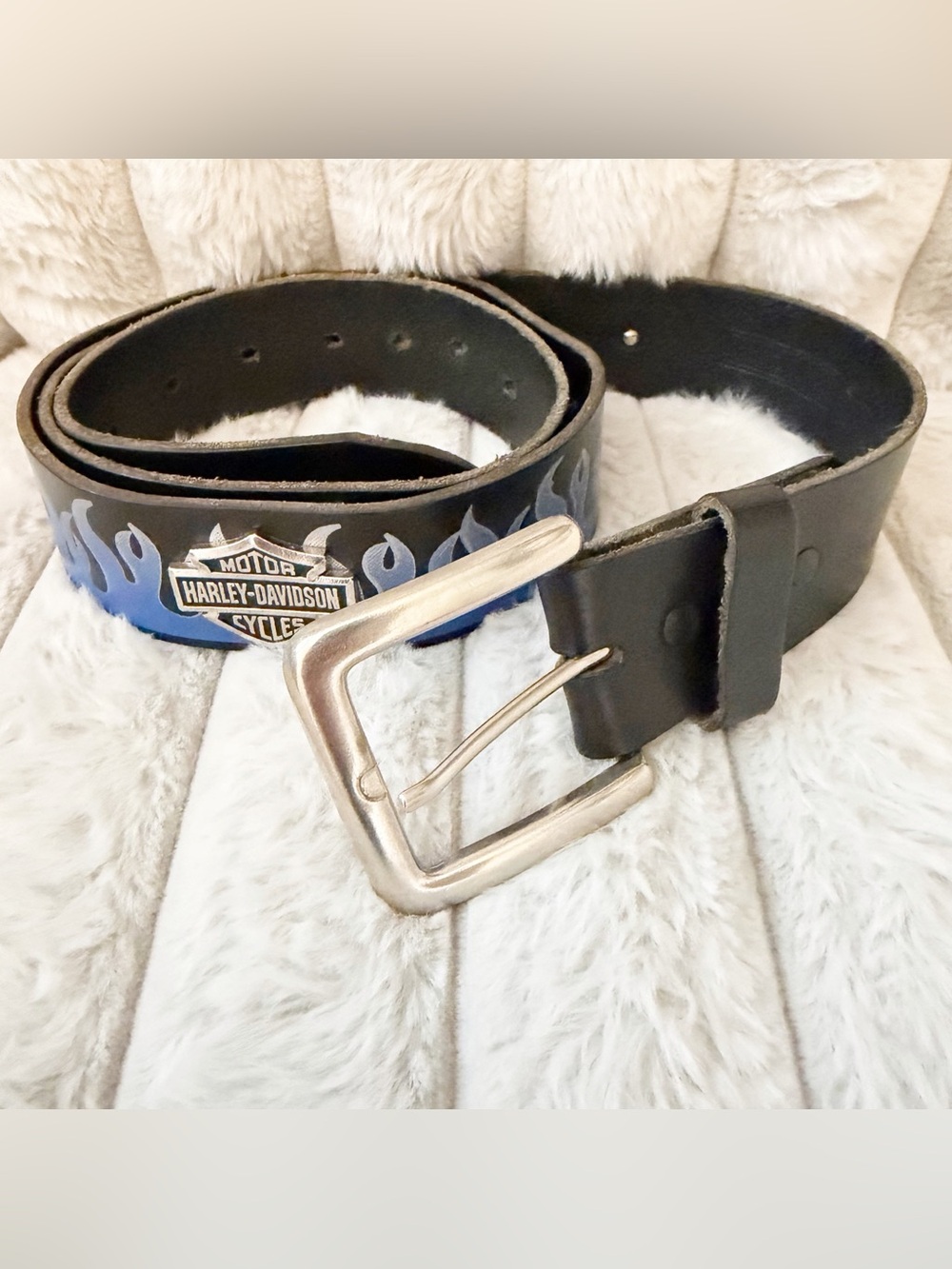 Vintage Harley-Davidson black leather belt